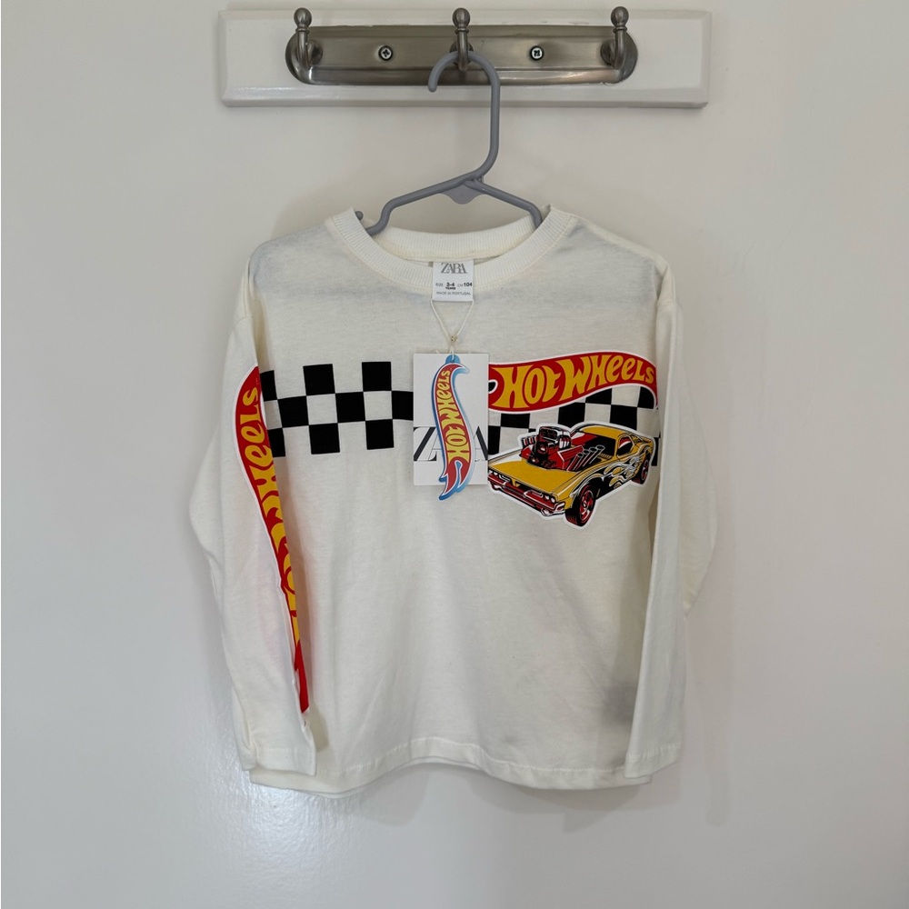 Zara Kids Hot Wheels Long Sleeve Tee 3-4 Years NWT - Picture 1 of 3